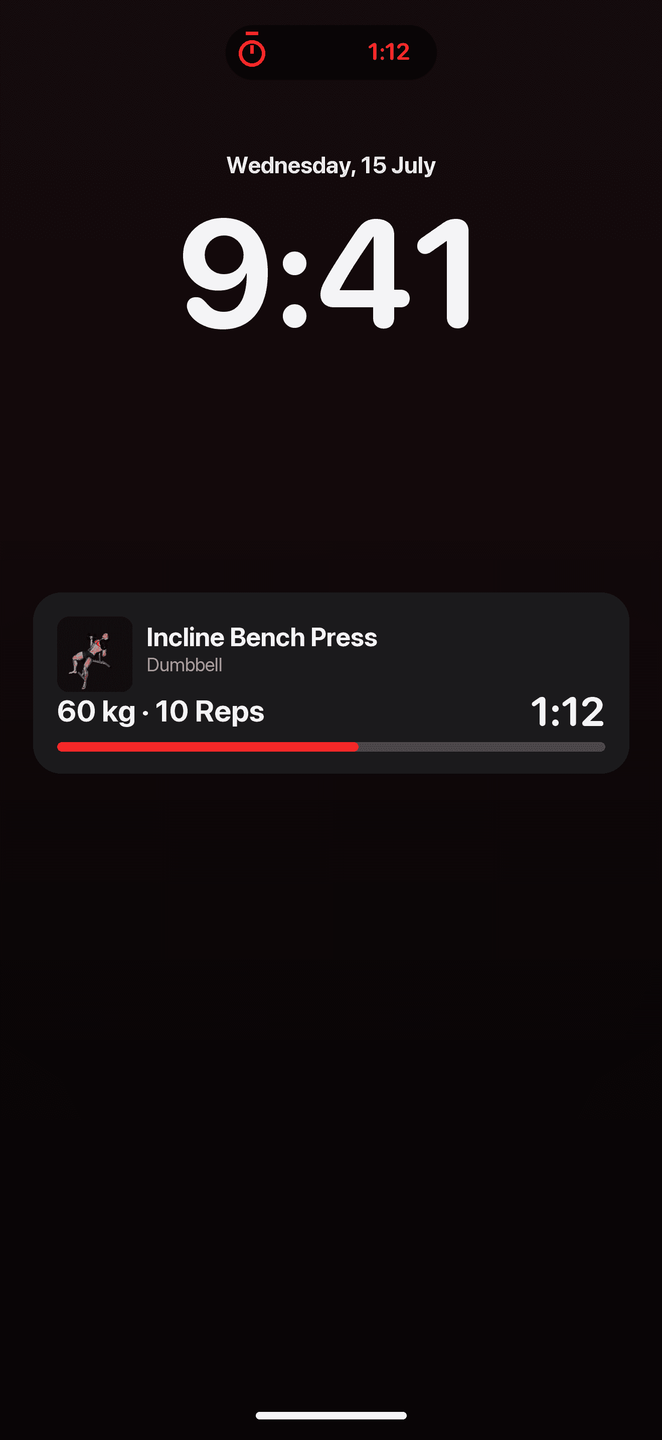 Live workout activity on the lock screen